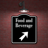 Food and Beverage 45 Degree up Right Arrow BLACK Aluminum Composite Sign