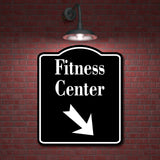 Fitness Center 45 Degree Down Right Arrow BLACK Aluminum Composite Sign