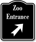 Zoo Entrance 45 Degree Up Right Arrow BLACK Aluminum Composite Sign
