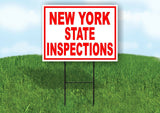 NEW YORK STATE INSPECTIONS RED WHITE Yard Sign Road with Stand LAWN SIGN