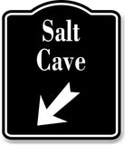 Salt Cave 45 Degree Down Left Arrow BLACK Aluminum Composite Sign