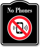 No Phones Symbol BLACK Aluminum Composite Sign