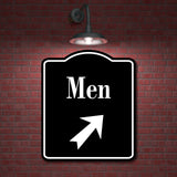 Men 45 Degree Up Right Arrow BLACK Aluminum Composite Sign
