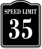 Speed Limit 35 BLACK Aluminum Composite Sign