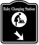 Baby Changing Station 45 Degee Down Right Arrow BLACK Aluminum Composite Sign