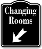 Changing Rooms 45 Degree Down Left Arrow BLACK Aluminum Composite Sign
