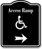 Access Ramp Handicap Right Arrow BLACK Aluminum Composite Sign