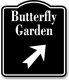 Butterfly Garden Zoo 45 Degree Up Right Arrow BLACK Aluminum Composite Sign