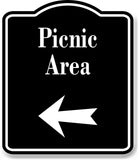 Picnic Area Left Arrow BLACK Aluminum Composite Sign