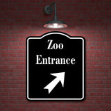 Zoo Entrance 45 Degree Up Right Arrow BLACK Aluminum Composite Sign