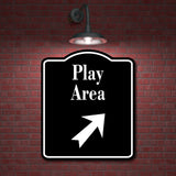 Play Area Zoo 45 Degree Up Right Arrow BLACK Aluminum Composite Sign