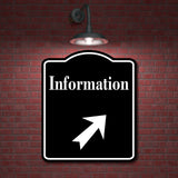 Information 45 Degree Up Right Arrow BLACK Aluminum Composite Sign