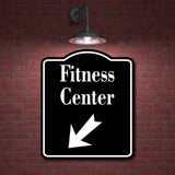 Fitness Center 45 Degree Down Left Arrow BLACK Aluminum Composite Sign