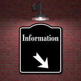 Information 45 Degree Down Right Arrow BLACK Aluminum Composite Sign
