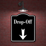 Drop-Off Down Arrow BLACK Aluminum Composite Sign