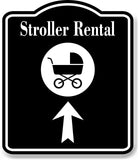 Stroller Rental Up Arrow BLACK Aluminum Composite Sign