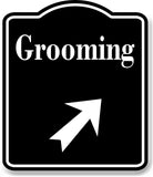 Grooming Room 45 Degree Up Right Arrow BLACK Aluminum Composite Sign