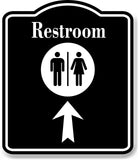 Restroom Men Women Up Arrow BLACK Aluminum Composite Sign