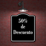 50  de Descuento Spanish firmar BLACK Aluminum Composite Sign