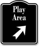 Play Area Zoo 45 Degree Up Right Arrow BLACK Aluminum Composite Sign