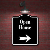 Open House Right Arrow BLACK Aluminum Composite Sign