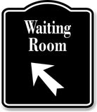 Waiting Room 45 Degree Up Left Arrow BLACK Aluminum Composite Sign