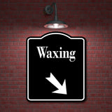 Waxing 45 Degree Down Right Arrow BLACK Aluminum Composite Sign