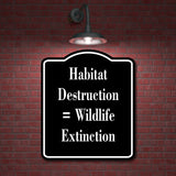 Habitat Destruction   Wildlife Extinction BLACK Aluminum Composite Sign