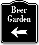 Beer Garden Left Arrow BLACK Aluminum Composite Sign