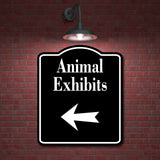 Animal Exhibits Left Arrow BLACK Aluminum Composite Sign
