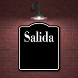 Salida Spanish Muestra al aire libre firmar BLACK Aluminum Composite Sign