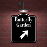 Butterfly Garden Zoo 45 Degree Up Right Arrow BLACK Aluminum Composite Sign