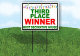 THIRD PLACE WINNER most decorative house LIGHTS Yard Sign w Stand LAWN CHRISTMAS