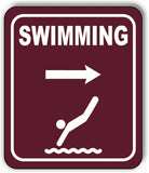 SWIMMING DIRECTIONAL RIGHT ARROW CAMPING Metal Aluminum composite sign