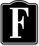 Letter F Bin Aisle Row Marker Label BLACK Aluminum Composite Sign
