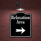 Relaxation Area Right Arrow BLACK Aluminum Composite Sign