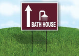 BATH HOUSE STRAIGHT ARROW BROWN Yard Sign with Stand LAWN SIGN
