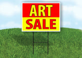 ART SALE RED YELLOW Plastic Yard Sign ROAD SIGN with Stand