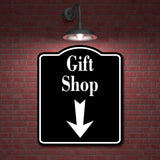 Gift Shop Down Arrow BLACK Aluminum Composite Sign