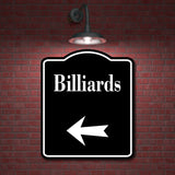 Billiards Left Arrow BLACK Aluminum Composite Sign