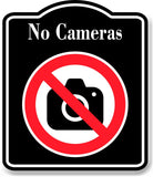 No Cameras Symbol Prohibition BLACK Aluminum Composite Sign