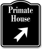 Primate House Zoo 45 Degree Up Right Arrow BLACK Aluminum Composite Sign