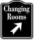 Changing Rooms 45 Degree Up Right Arrow BLACK Aluminum Composite Sign