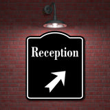 Reception 45 Degree Up Right Arrow BLACK Aluminum Composite Sign