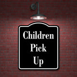 Children Pick Up Daycare School Camp BLACK Aluminum Composite Sign