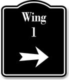 Wing 1 Right Arrow BLACK Aluminum Composite Sign
