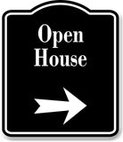 Open House Right Arrow BLACK Aluminum Composite Sign
