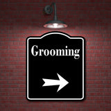 Grooming Room Right Arrow BLACK Aluminum Composite Sign