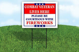 COMBAT VETERAN PLEASE BE COURTEOUS Yard Sign Road with Stand LAWN SIGN