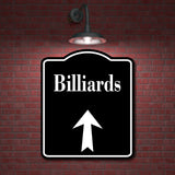Billiards Up Arrow BLACK Aluminum Composite Sign